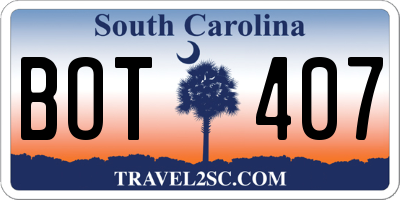 SC license plate BOT407