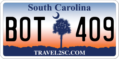 SC license plate BOT409