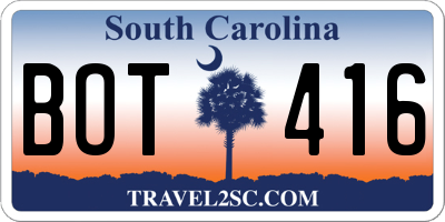 SC license plate BOT416