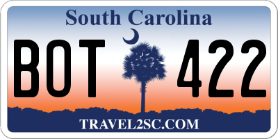 SC license plate BOT422