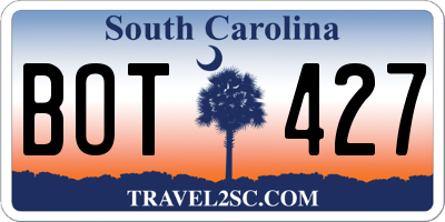 SC license plate BOT427