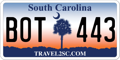 SC license plate BOT443