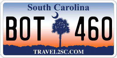 SC license plate BOT460