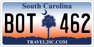 SC license plate BOT462