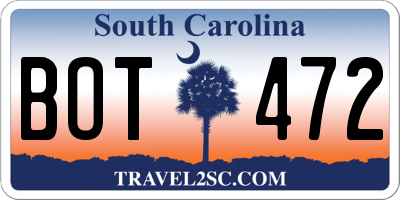 SC license plate BOT472