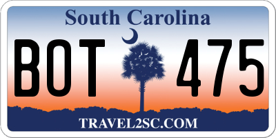 SC license plate BOT475