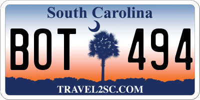 SC license plate BOT494