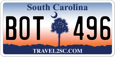 SC license plate BOT496