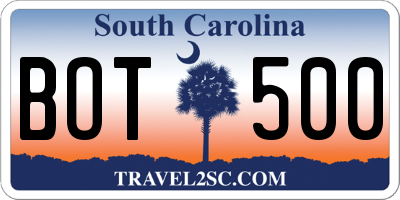 SC license plate BOT500