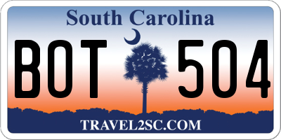 SC license plate BOT504