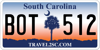SC license plate BOT512