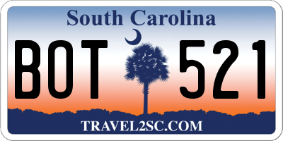 SC license plate BOT521