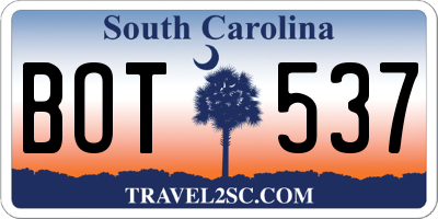 SC license plate BOT537