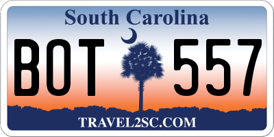 SC license plate BOT557