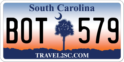 SC license plate BOT579