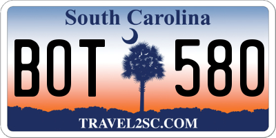 SC license plate BOT580