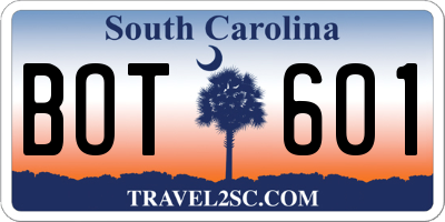 SC license plate BOT601