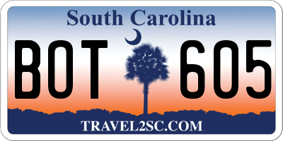 SC license plate BOT605