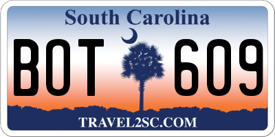 SC license plate BOT609