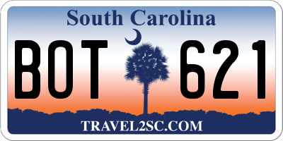 SC license plate BOT621