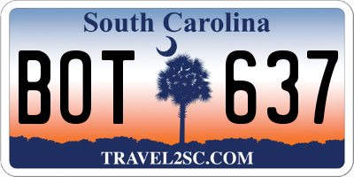 SC license plate BOT637