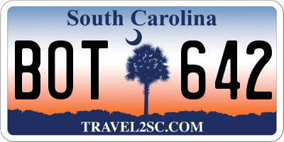 SC license plate BOT642