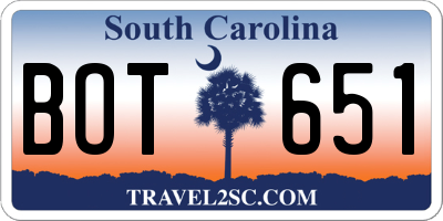 SC license plate BOT651