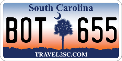 SC license plate BOT655