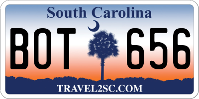 SC license plate BOT656