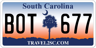 SC license plate BOT677
