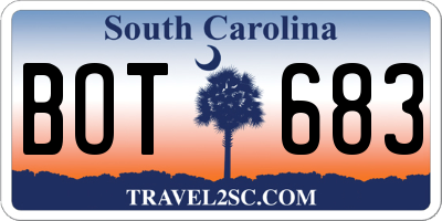 SC license plate BOT683