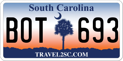 SC license plate BOT693