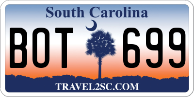 SC license plate BOT699