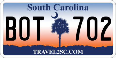 SC license plate BOT702