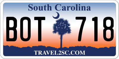 SC license plate BOT718