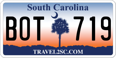 SC license plate BOT719