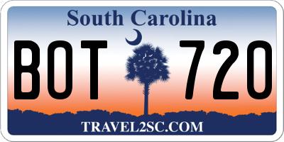 SC license plate BOT720