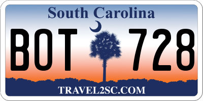 SC license plate BOT728