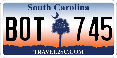 SC license plate BOT745