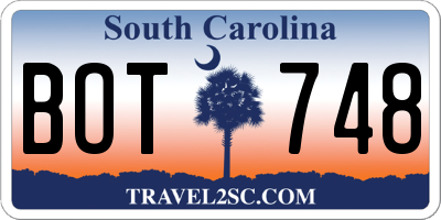 SC license plate BOT748