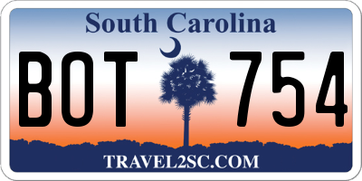 SC license plate BOT754