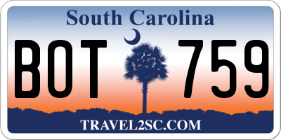 SC license plate BOT759