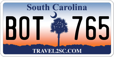 SC license plate BOT765
