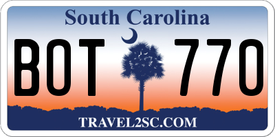 SC license plate BOT770