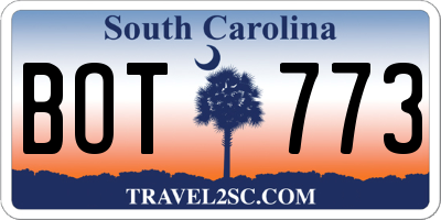 SC license plate BOT773