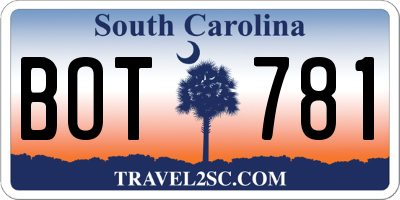 SC license plate BOT781