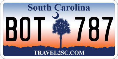 SC license plate BOT787