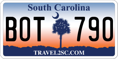 SC license plate BOT790