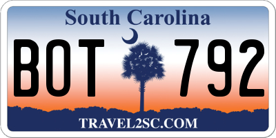 SC license plate BOT792