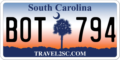 SC license plate BOT794